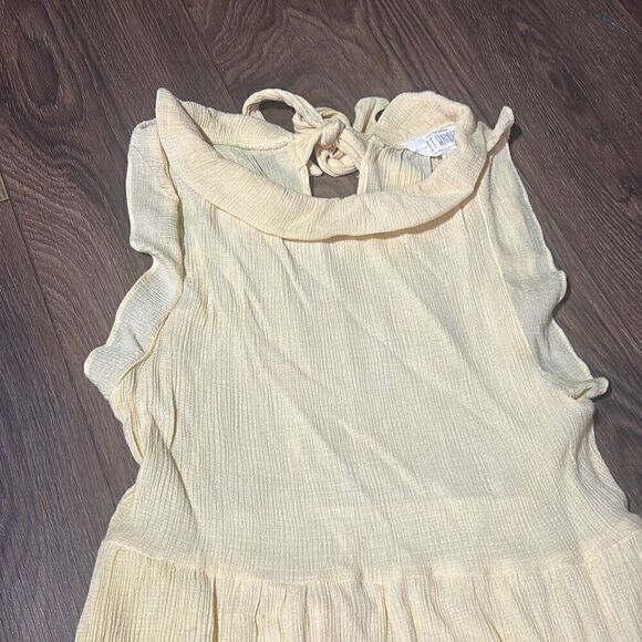 Sweet Wanderer Womens Yellow Textured Stretch Tiered Ruffle A-Line Dress Medium - Picture 2 of 10